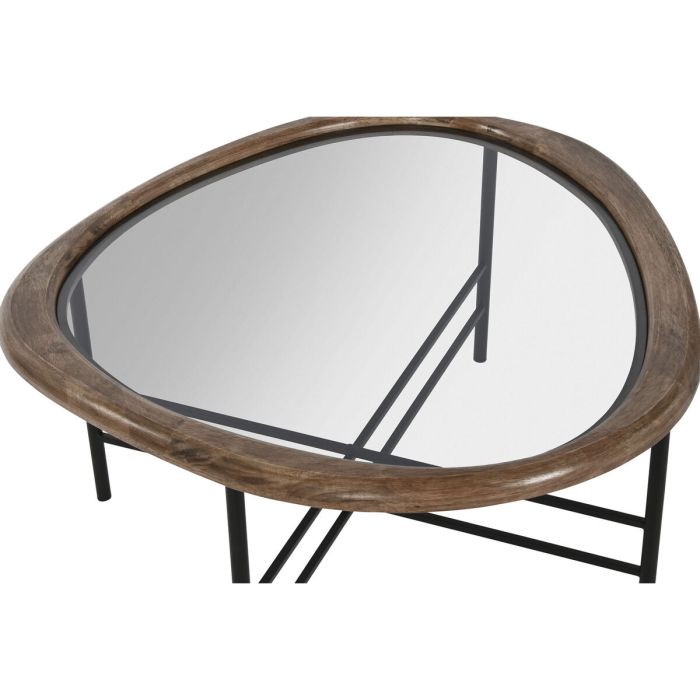 Mesa de Centro Home ESPRIT Marrón Negro Natural Cristal Madera de abeto 76 x 81 x 38 cm 4