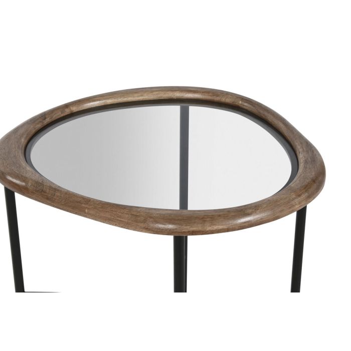 Mesa de Centro Home ESPRIT Marrón Negro Natural Cristal Madera de abeto 61 x 50 x 53 cm 4