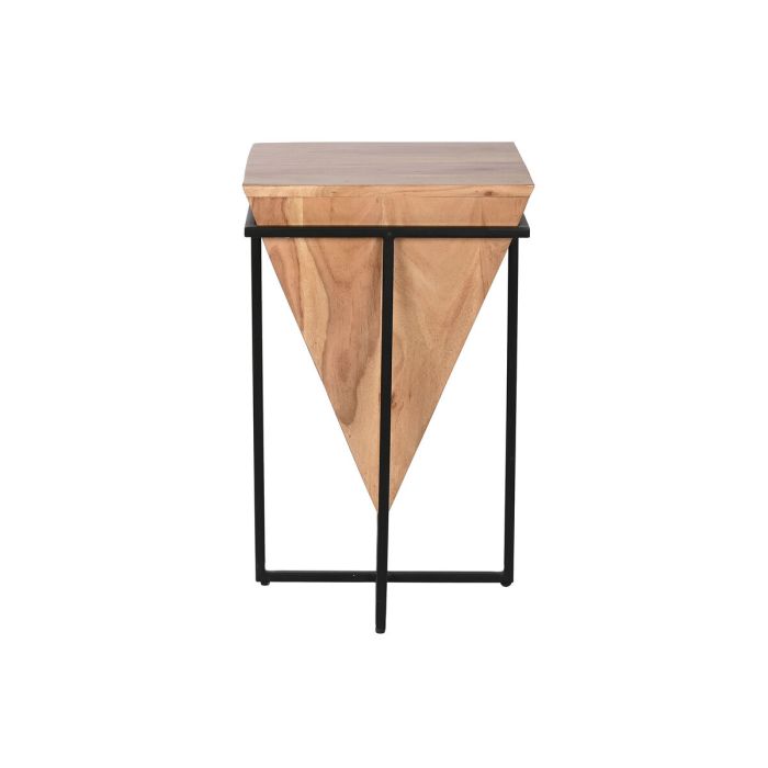 Mesita Auxiliar Home ESPRIT Marrón Negro Metal Acacia 41 x 41 x 67 cm 1