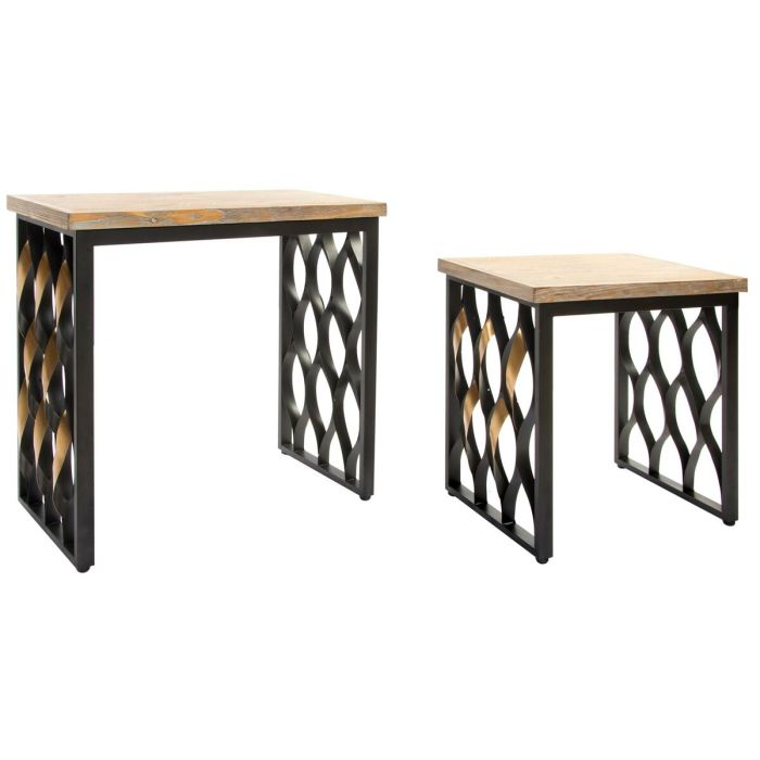 Mesita Auxiliar Loft DKD Home Decor Natural Negro 34 x 65 x 64 cm Set de 2