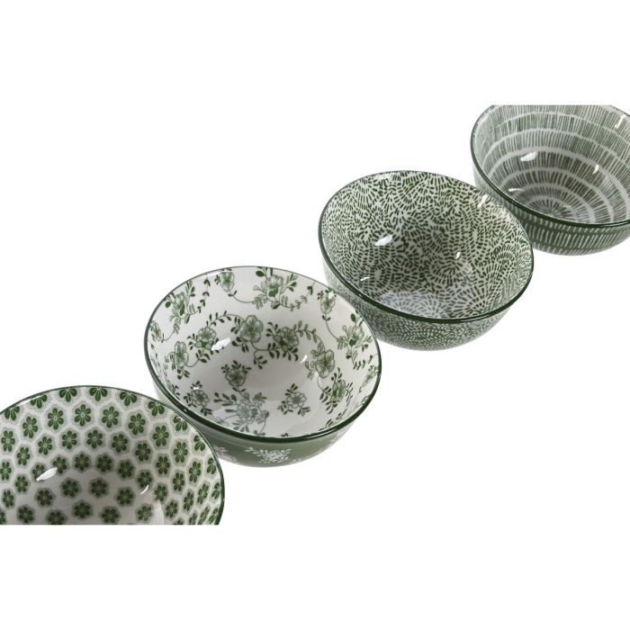 Set de Cuencos Home ESPRIT Blanco Verde Porcelana Shabby Chic 11,5 x 11,5 x 6 cm 1