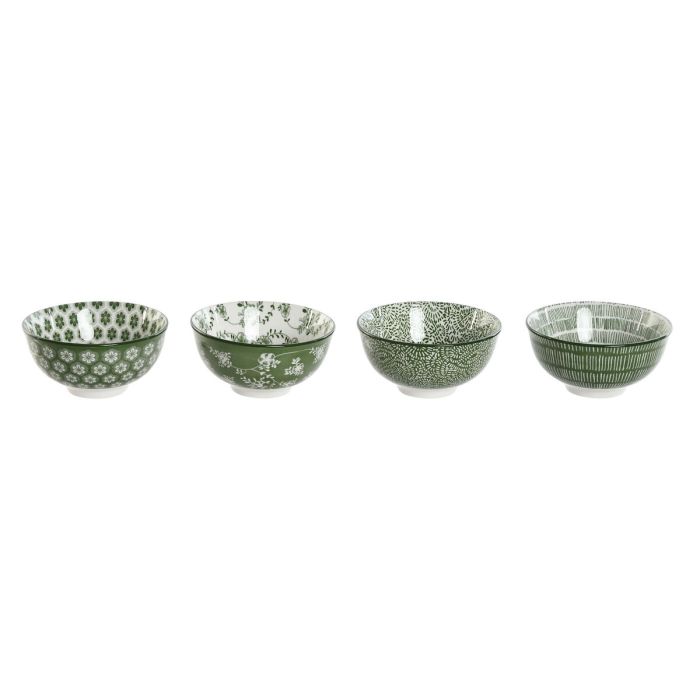 Bol Shabby DKD Home Decor Verde Blanco 11.5 x 6 x 11.5 cm Set de 4 (6 Unidades)