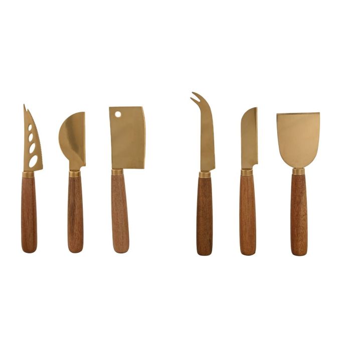 Cuchillo Basicos DKD Home Decor Dorado Natural 2 x 17 x 3 cm Set de 3 (2 Unidades)