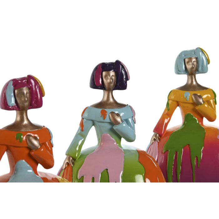 Figura Decorativa Home ESPRIT Multicolor Dama 21 x 16 x 25 cm (3 Unidades) 2