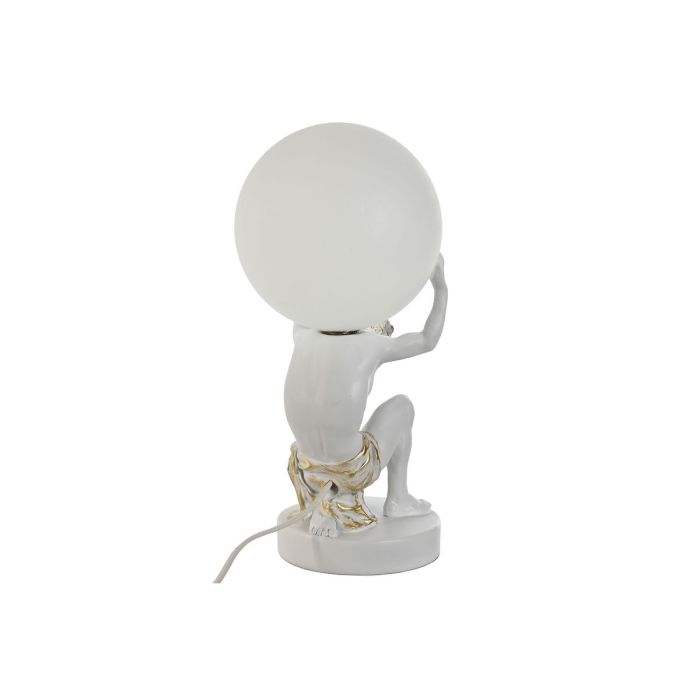 Lámpara de mesa Home ESPRIT Blanco Dorado Resina Plástico 220 V 14 x 14 x 32 cm 3
