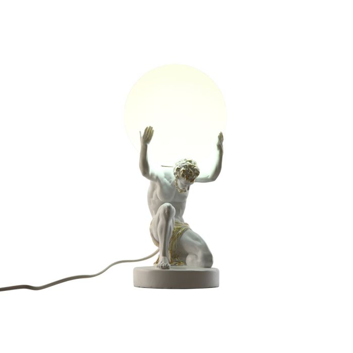 Lámpara de mesa Home ESPRIT Blanco Dorado Resina Plástico 220 V 14 x 14 x 32 cm 1