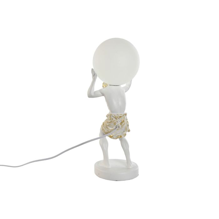 Lámpara de mesa Home ESPRIT Blanco Dorado Resina Plástico 220 V 18 x 17 x 44 cm 3