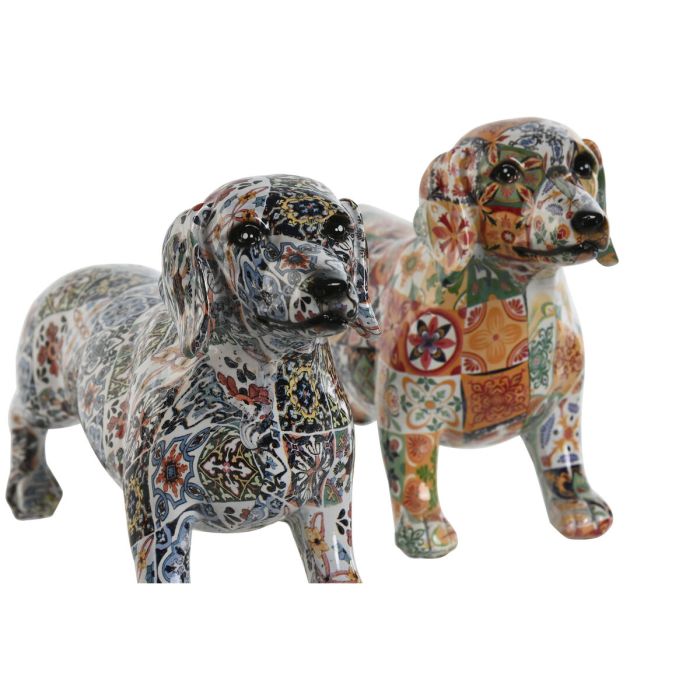 Figura Decorativa Home ESPRIT Multicolor Perro Mediterráneo 21 x 6 x 12 cm (2 Unidades) 2