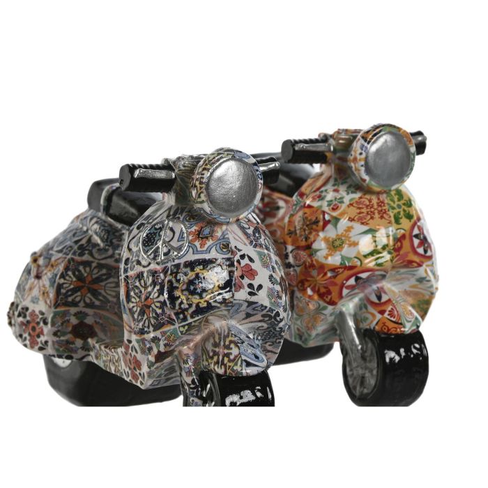 Figura Decorativa Home ESPRIT Multicolor Mediterráneo scooter 14 x 8 x 11 cm (2 Unidades) 2