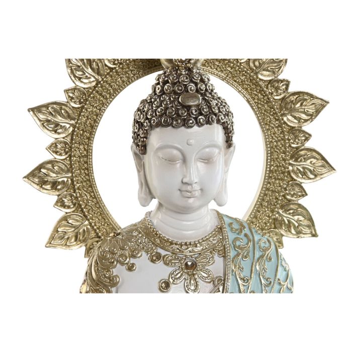 Figura Decorativa Home ESPRIT Turquesa Dorado Buda Oriental 21 x 12 x 33 cm 2