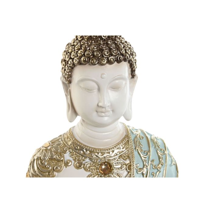 Figura Decorativa Home ESPRIT Turquesa Dorado Buda Oriental 12 x 12 x 22 cm 4