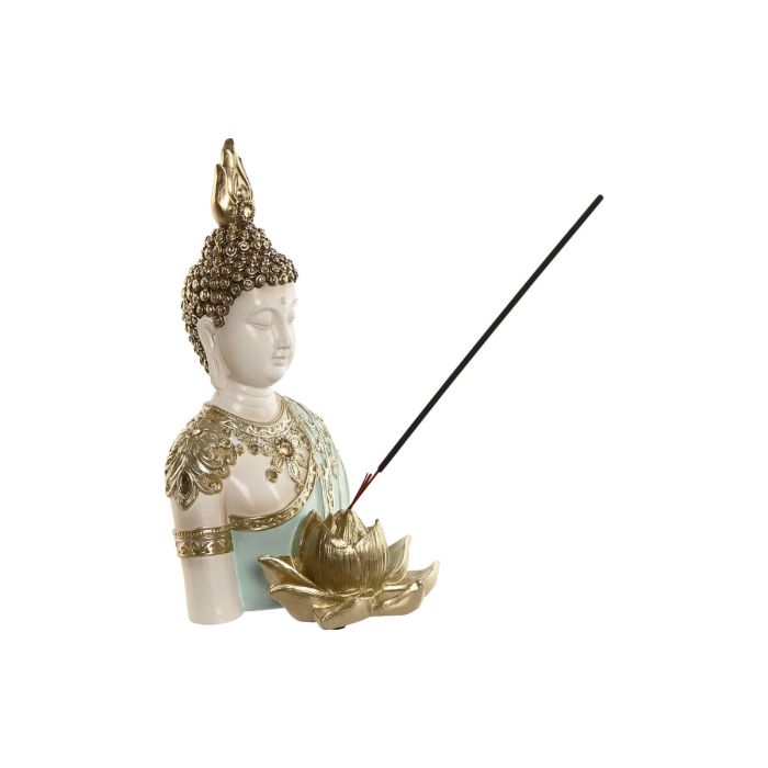 Figura Decorativa Home ESPRIT Turquesa Dorado Buda Oriental 12 x 12 x 22 cm 2