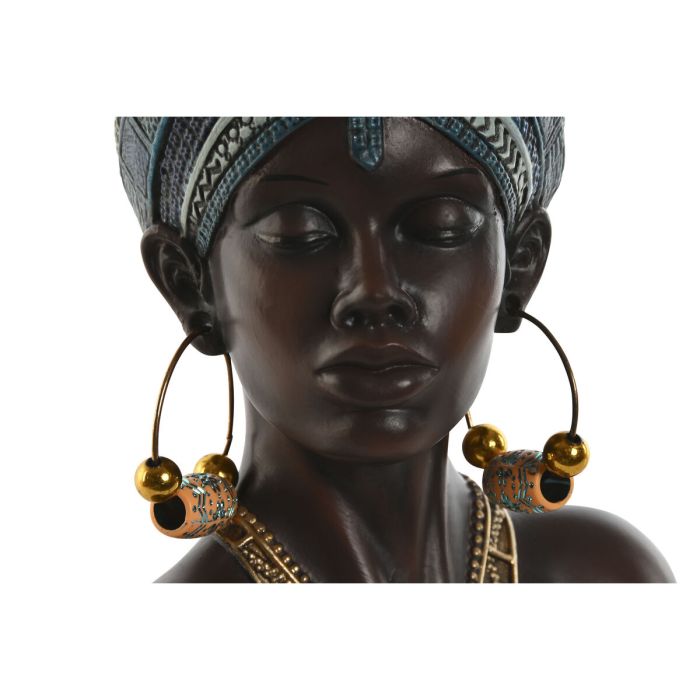 Figura Decorativa Home ESPRIT Azul Negro Dorado Africana 15 x 11 x 25 cm 3