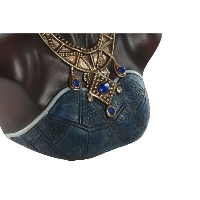 Figura Decorativa Home ESPRIT Azul Negro Dorado Africana 15 x 11 x 25 cm 2