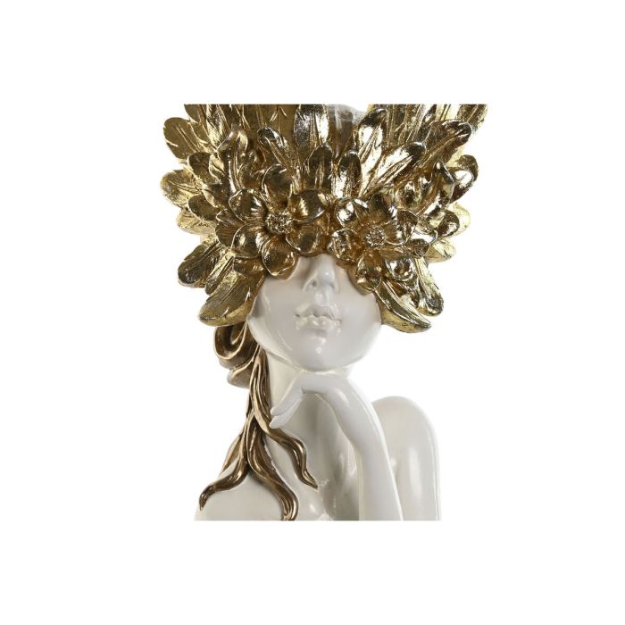 Figura Decorativa Home ESPRIT Blanco Dorado Mujer 20 x 17 x 50 cm 3