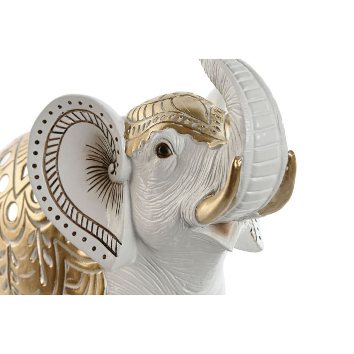 Figura Decorativa Home ESPRIT Blanco Dorado Elefante 31 x 12 x 31 cm 2