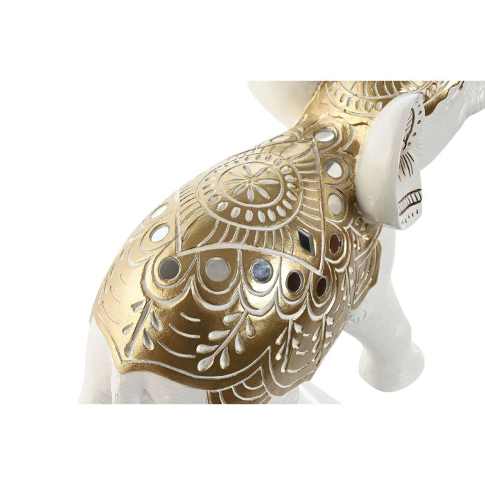 Figura Decorativa Home ESPRIT Blanco Dorado Elefante 31 x 12 x 31 cm 1