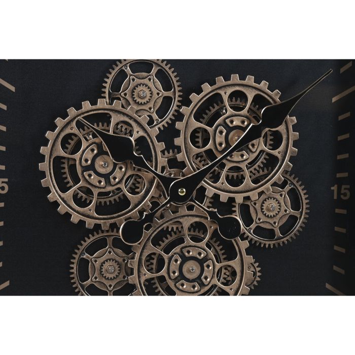 Reloj de Pared Home ESPRIT Negro Dorado Metal Cristal 80 x 8 x 80 cm 2