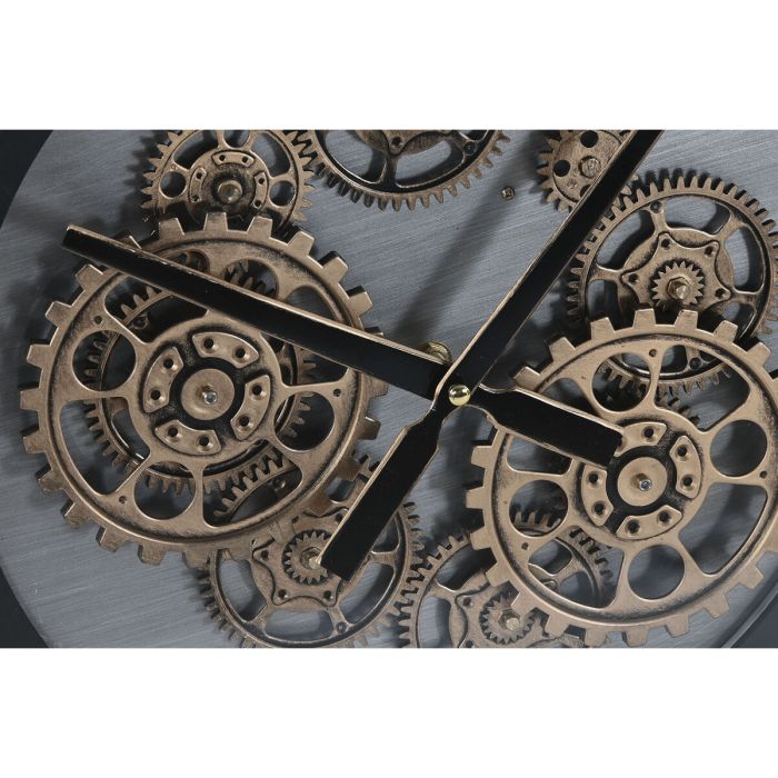 Reloj de Pared Home ESPRIT Negro Metal Cristal 60 x 8 x 60 cm 2