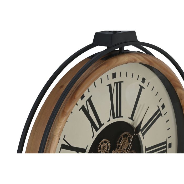 Reloj de Pared Home ESPRIT Negro Beige Dorado Natural Metal Madera de pino 74 x 9 x 91 cm 3