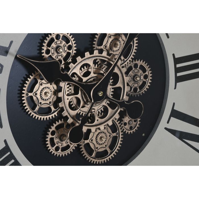 Reloj de Pared Home ESPRIT Negro Beige Dorado Natural Metal Madera de pino 74 x 9 x 91 cm 2