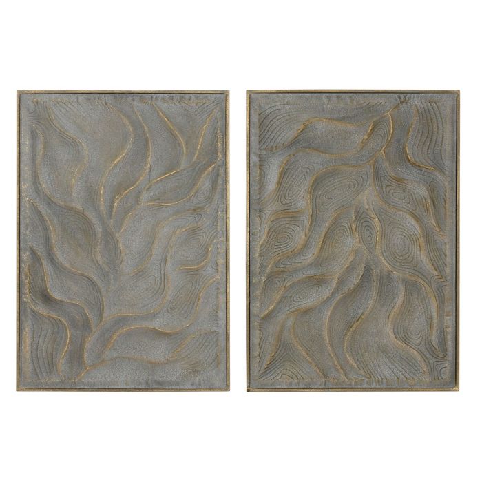 Decoración de Pared Home ESPRIT Dorado Moderno 67,5 x 2,5 x 97 cm (2 Unidades)