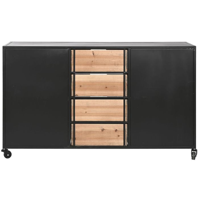 Cajonera Home ESPRIT Marrón Negro Metal Abeto Loft 122,5 x 32,5 x 74 cm 3