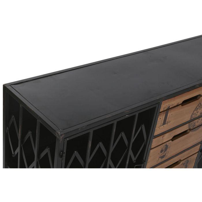 Cajonera Home ESPRIT Marrón Negro Metal Abeto Loft 122,5 x 32,5 x 74 cm 6