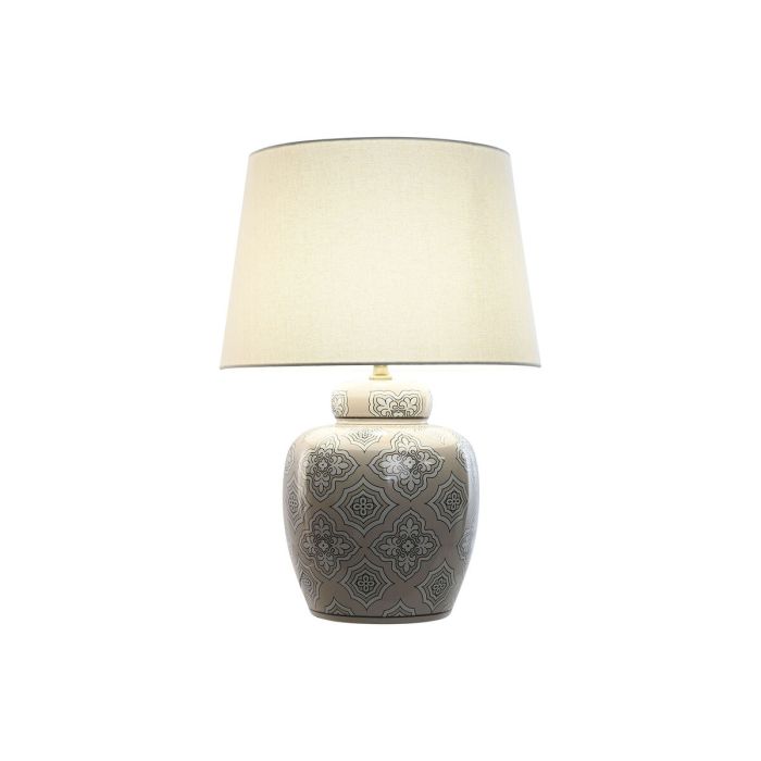 Lámpara de mesa Home ESPRIT Blanco Beige Cerámica 50 W 220 V 43,5 x 43,5 x 61 cm 1