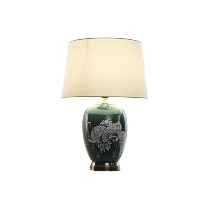 Lámpara de mesa Home ESPRIT Blanco Verde Turquesa Dorado Cerámica 50 W 220 V 40 x 40 x 59 cm 1