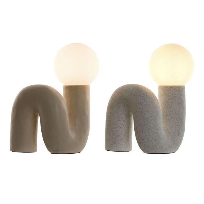 Lámpara de mesa Home ESPRIT Blanco Beige Cerámica Cristal 220 V 22 x 17 x 29 cm (2 Unidades) 1