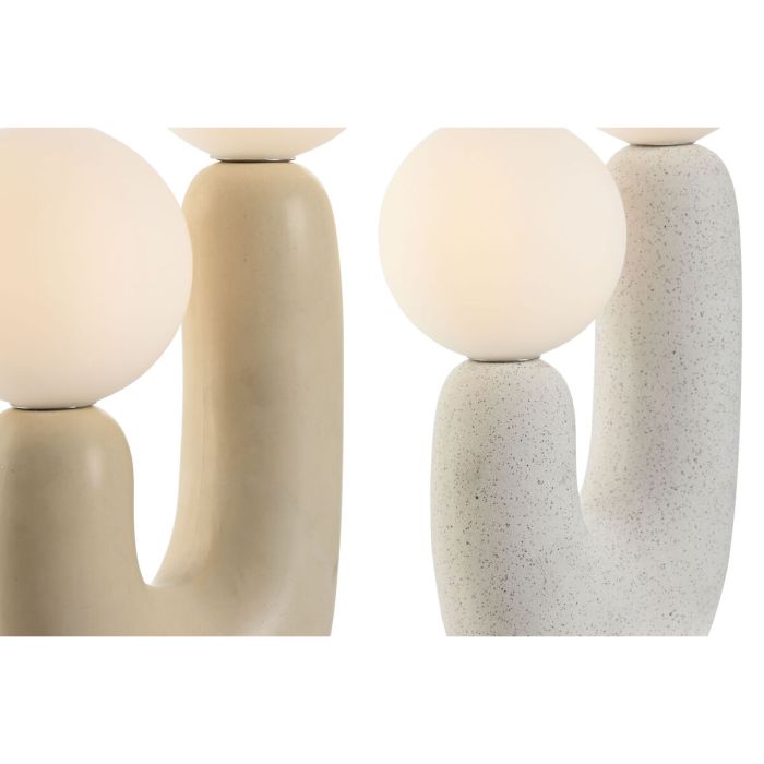 Lámpara de mesa Home ESPRIT Blanco Beige Cerámica Cristal 220 V 20 x 11 x 31 cm (2 Unidades) 3