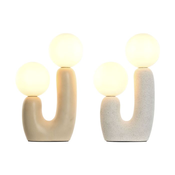 Lámpara de mesa Home ESPRIT Blanco Beige Cerámica Cristal 220 V 20 x 11 x 31 cm (2 Unidades) 1