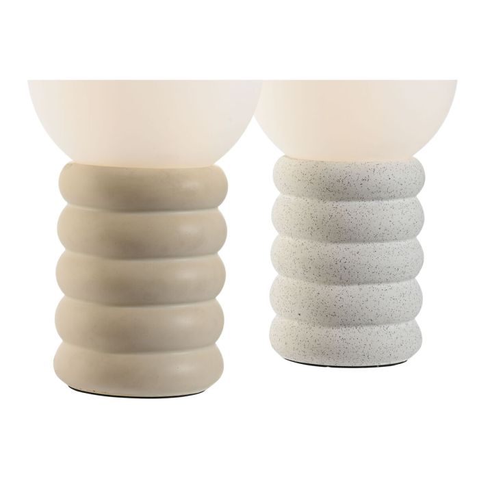 Lámpara de mesa Home ESPRIT Blanco Beige Cerámica Cristal 220 V 15 x 15 x 28 cm (2 Unidades) 2