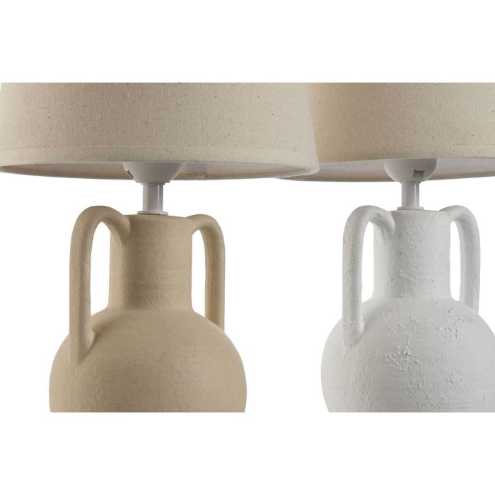 Lámpara de mesa Home ESPRIT Blanco Beige Cerámica 50 W 220 V (2 Unidades) 3