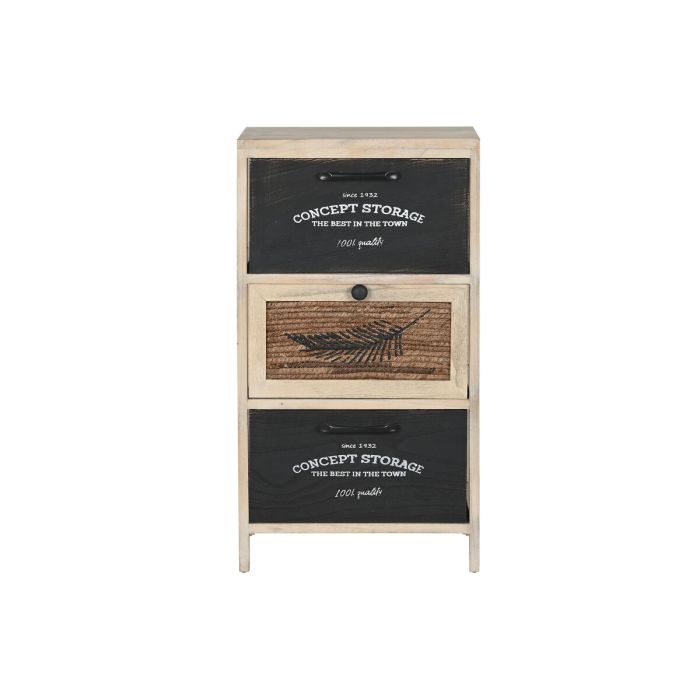 Cajonera Home ESPRIT Negro Natural Madera 40 x 30 x 73,5 cm 2