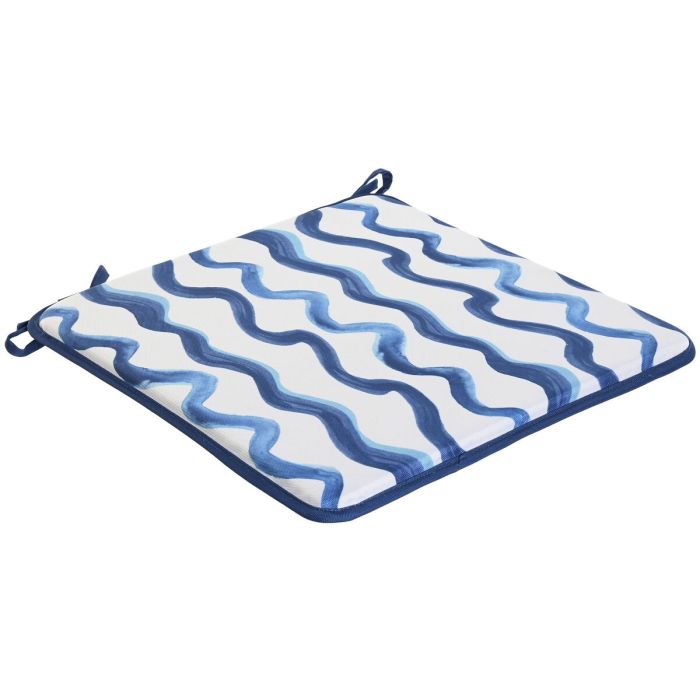 Cojin Silla Terraza Y Jardin DKD Home Decor Azul Blanco 38 x 2 x 38 cm