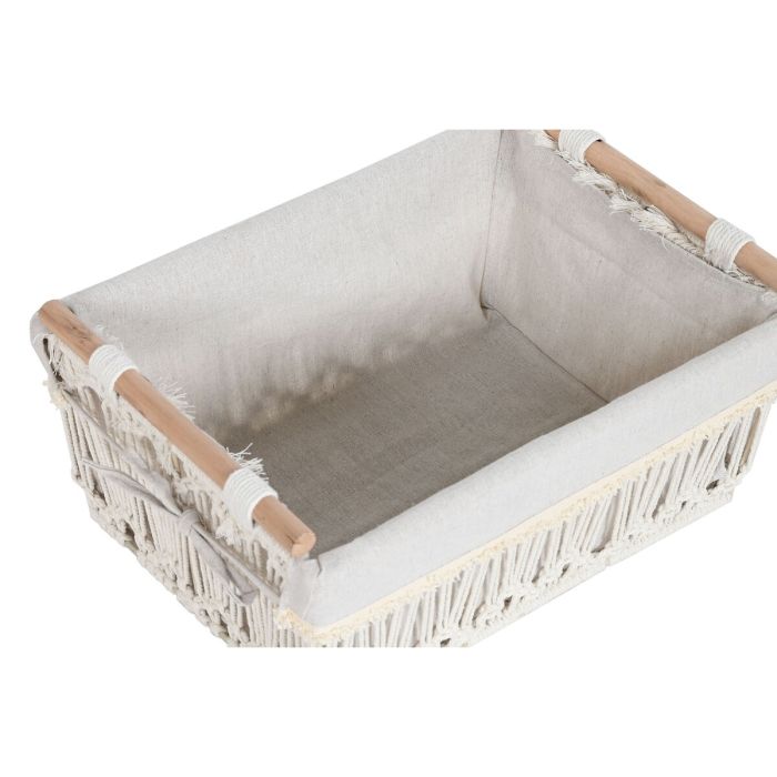 Cesto para la Ropa Sucia Home ESPRIT Blanco Natural Metal Shabby Chic 42 x 32 x 51 cm 5 Piezas 3