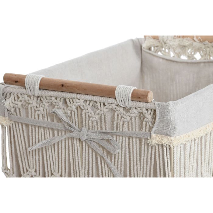 Cesto para la Ropa Sucia Home ESPRIT Blanco Natural Metal Shabby Chic 42 x 32 x 51 cm 5 Piezas 2