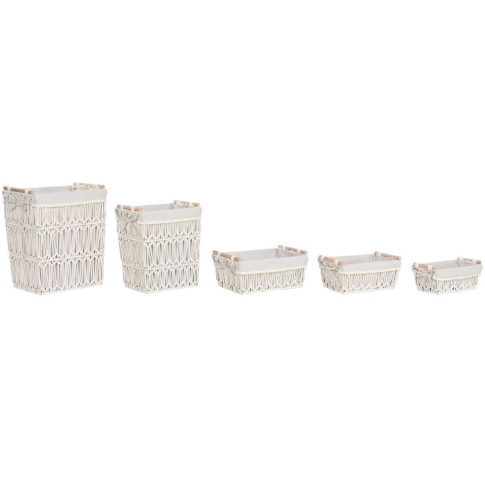 Cesta Ropa Shabby DKD Home Decor Blanco Natural 32 x 51 x 42 cm Set de 5