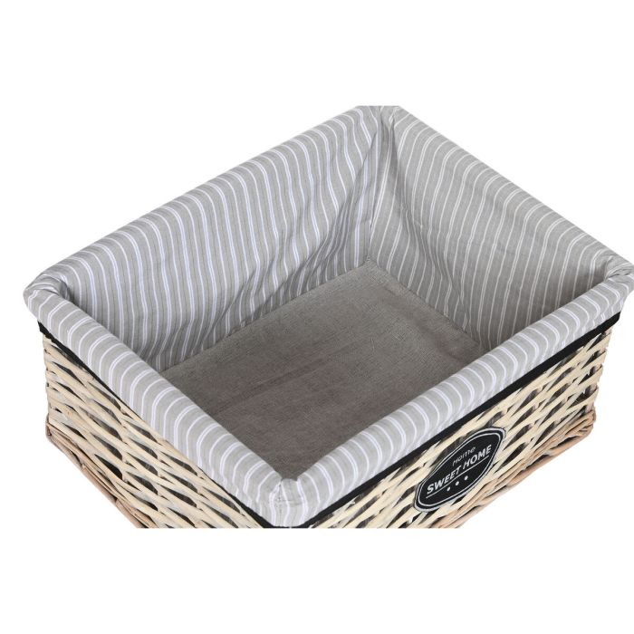 Cesto para la Ropa Sucia Home ESPRIT Blanco Marrón Negro Gris Natural Mimbre Shabby Chic 47 x 35 x 55 cm 5 Piezas 4