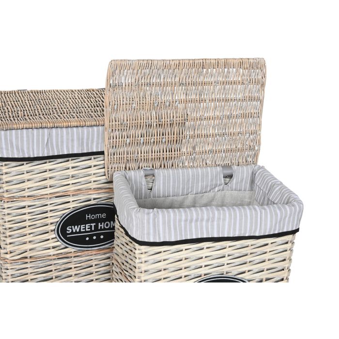 Cesto para la Ropa Sucia Home ESPRIT Blanco Marrón Negro Gris Natural Mimbre Shabby Chic 47 x 35 x 55 cm 5 Piezas 2