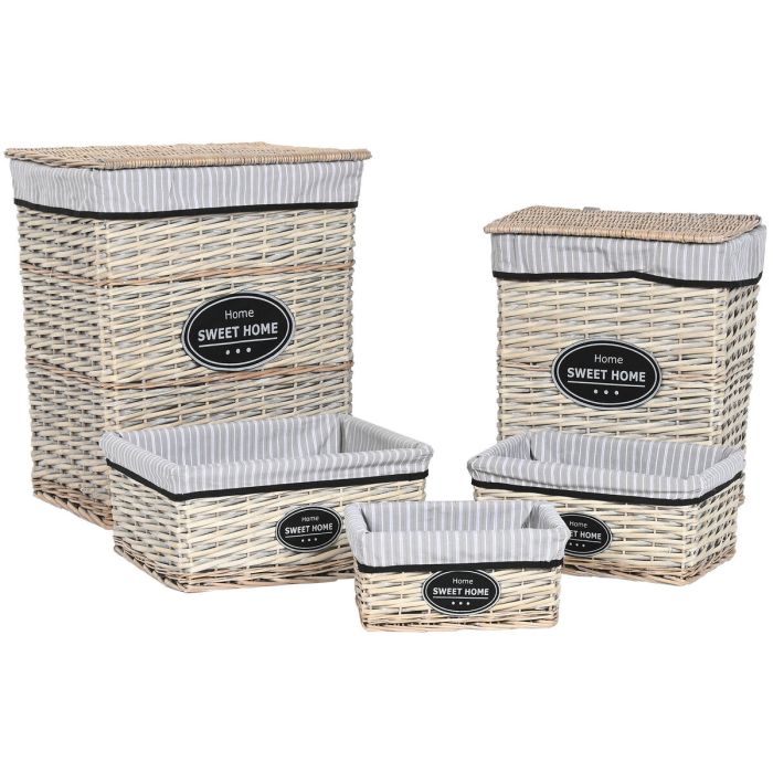 Cesta Ropa Shabby DKD Home Decor Natural Negro 35 x 55 x 47 cm Set de 5