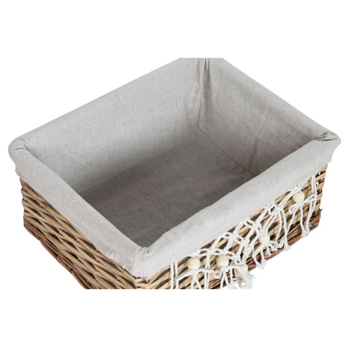 Cesto para la Ropa Sucia Home ESPRIT Blanco Natural Mimbre Shabby Chic 47 x 35 x 55 cm 5 Piezas 4