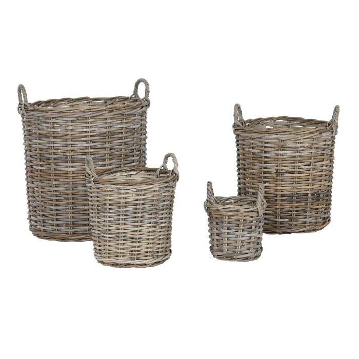 Juego de Cestas Home ESPRIT Gris claro Mimbre 50 x 50 x 58 cm (4 Piezas) 2 Juego de Cestas Home ESPRIT Gris claro Mimbre 50 x 50 x 58 cm (4 Piezas) 2