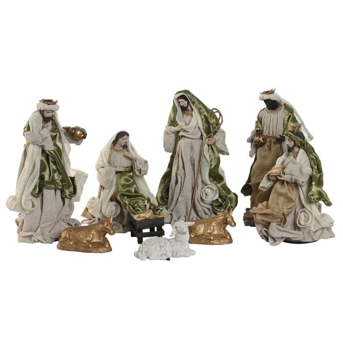 Nacimiento Navidad Moderna DKD Home Decor Beige Verde 15 x 30 x 20 cm Set de 9