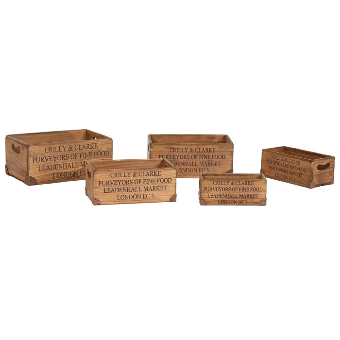 Cajas de almacenamiento Home ESPRIT Marrón Metal Madera de abeto 35 x 22 x 15 cm 5 Piezas 1