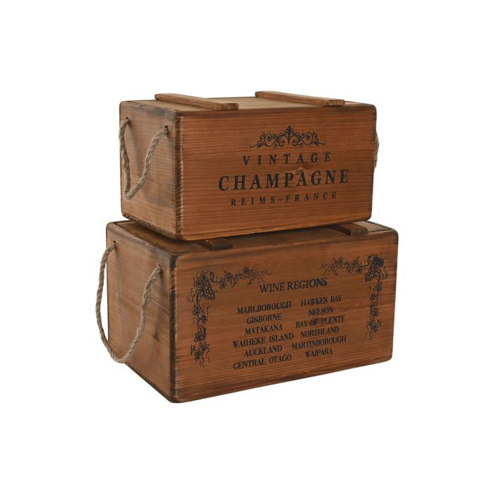 Cajas de almacenamiento Home ESPRIT Natural Madera de abeto 38 x 24 x 22 cm 4 Piezas 5