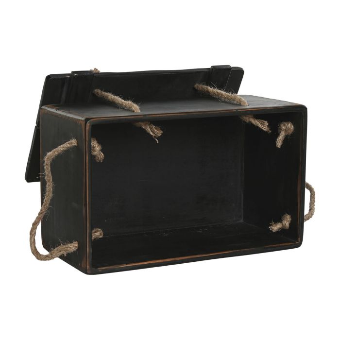 Cajas de almacenamiento Home ESPRIT Negro Madera de abeto 38 x 24 x 20 cm 3 Piezas 4