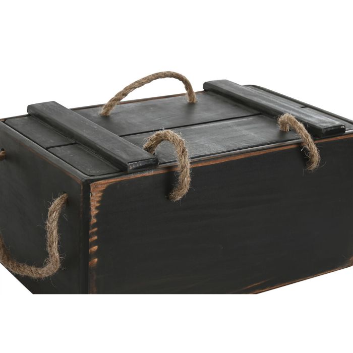 Cajas de almacenamiento Home ESPRIT Negro Madera de abeto 38 x 24 x 20 cm 3 Piezas 3